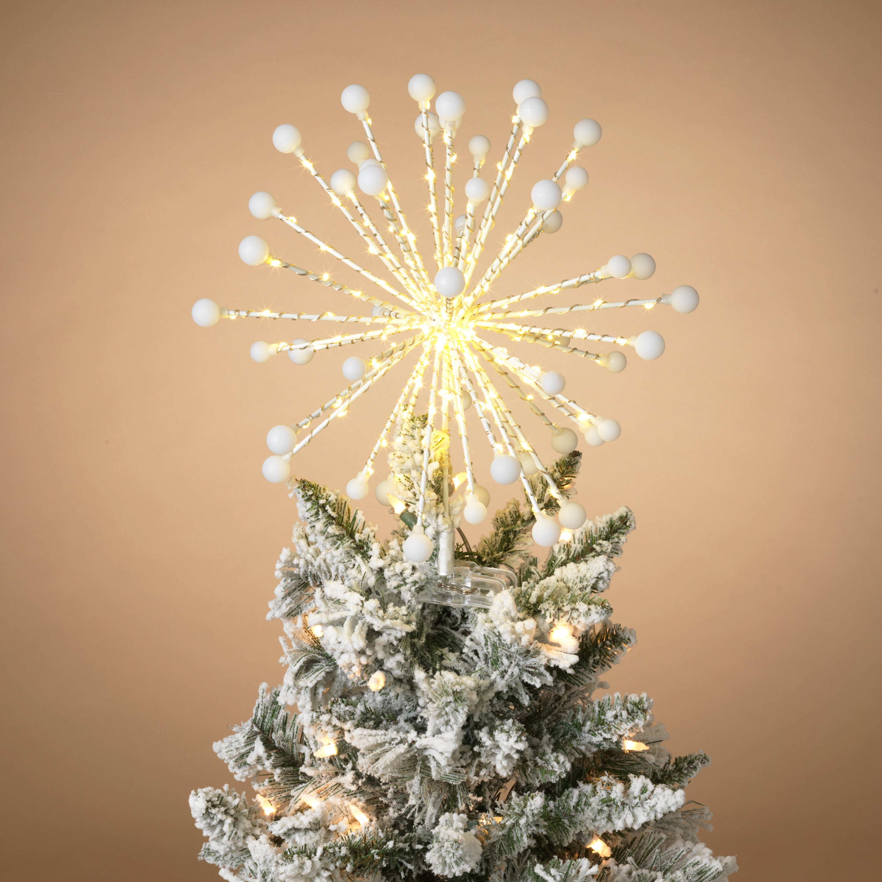 Modern Starburst Christmas Tree Topper, 200 Warm White LEDs